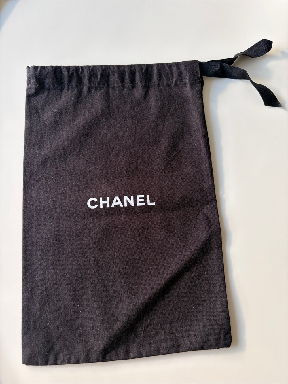 CHANEL Black Drawstring Dust Bag 12” x 8” Logo Storage Pouch